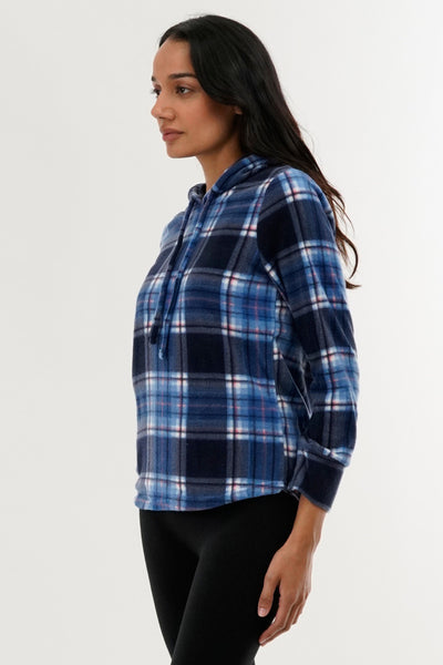 Canada Weather Gear Plaid Hooded Pajama Top - Navy - Womens Pajamas - Fairweather
