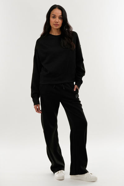 Fahrenheit Drop Shoulder Crewneck Sweatshirt - Black - Womens Hoodies & Sweatshirts - Fairweather