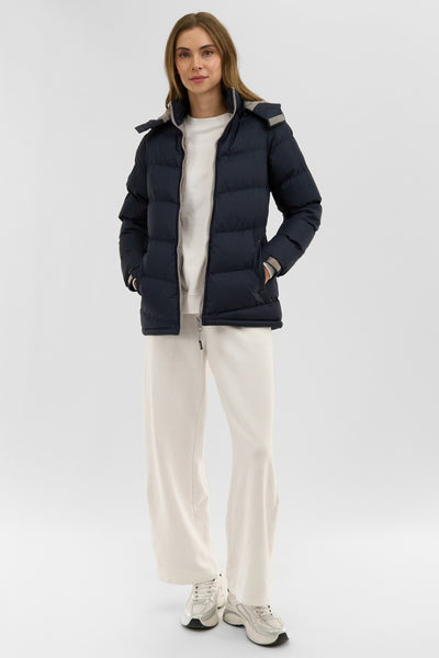 Canada Weather Gear Chevron Bubble Bomber Jacket - Navy - Womens Bomber Jackets - Fairweather