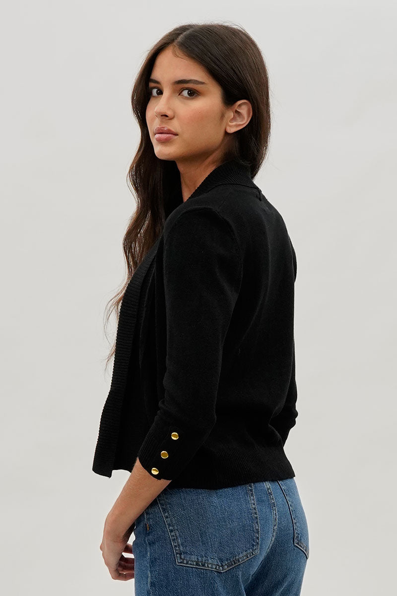 Beechers Brook 3/4 Sleeve Open Shrug Cardigan - Black - Womens Cardigans - Fairweather