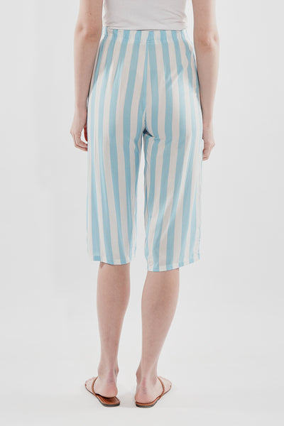 Stylexchange Striped Belted Culotte Pants - Aqua