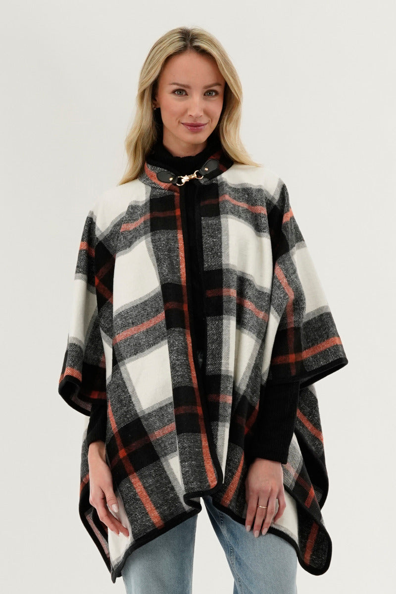 Canada Weather Gear Plaid Poncho - Black - Womens Ponchos - Fairweather