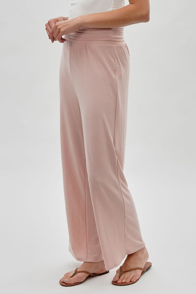 Costa Blanca Wide Leg Fold Over Pants - Blush - Womens Pants - Fairweather
