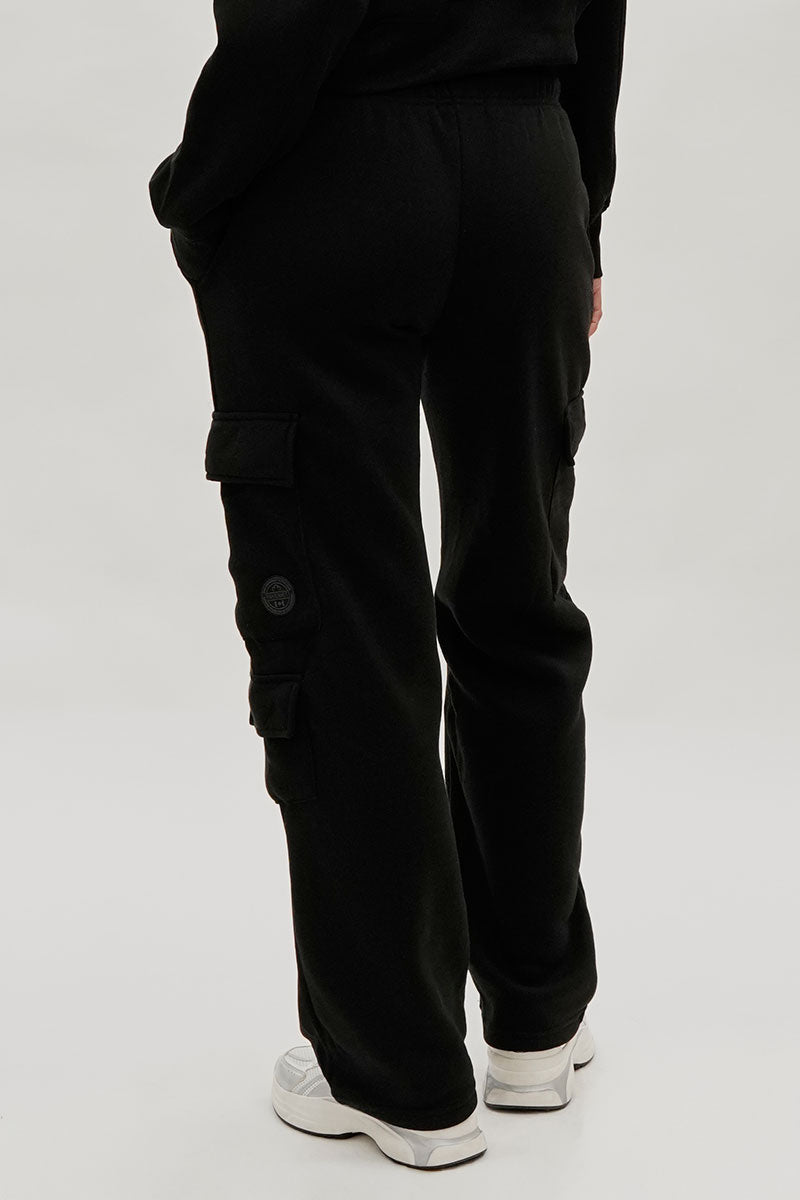 Fahrenheit Tie Waist Cargo Sweatpants - Black - Womens Joggers & Sweatpants - Fairweather