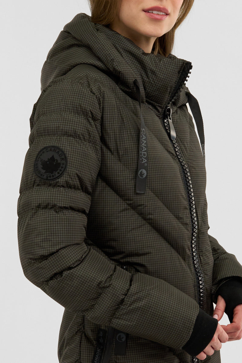 Canada Weather Gear Chevron Quilted Long Parka Jacket - Olive - Womens Parka Jackets - Fairweather