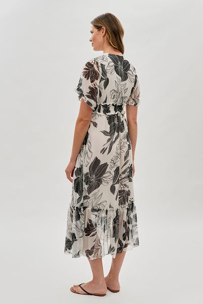 Limite Floral Cinched Waist Maxi Dress - White - Womens Maxi Dresses - Fairweather