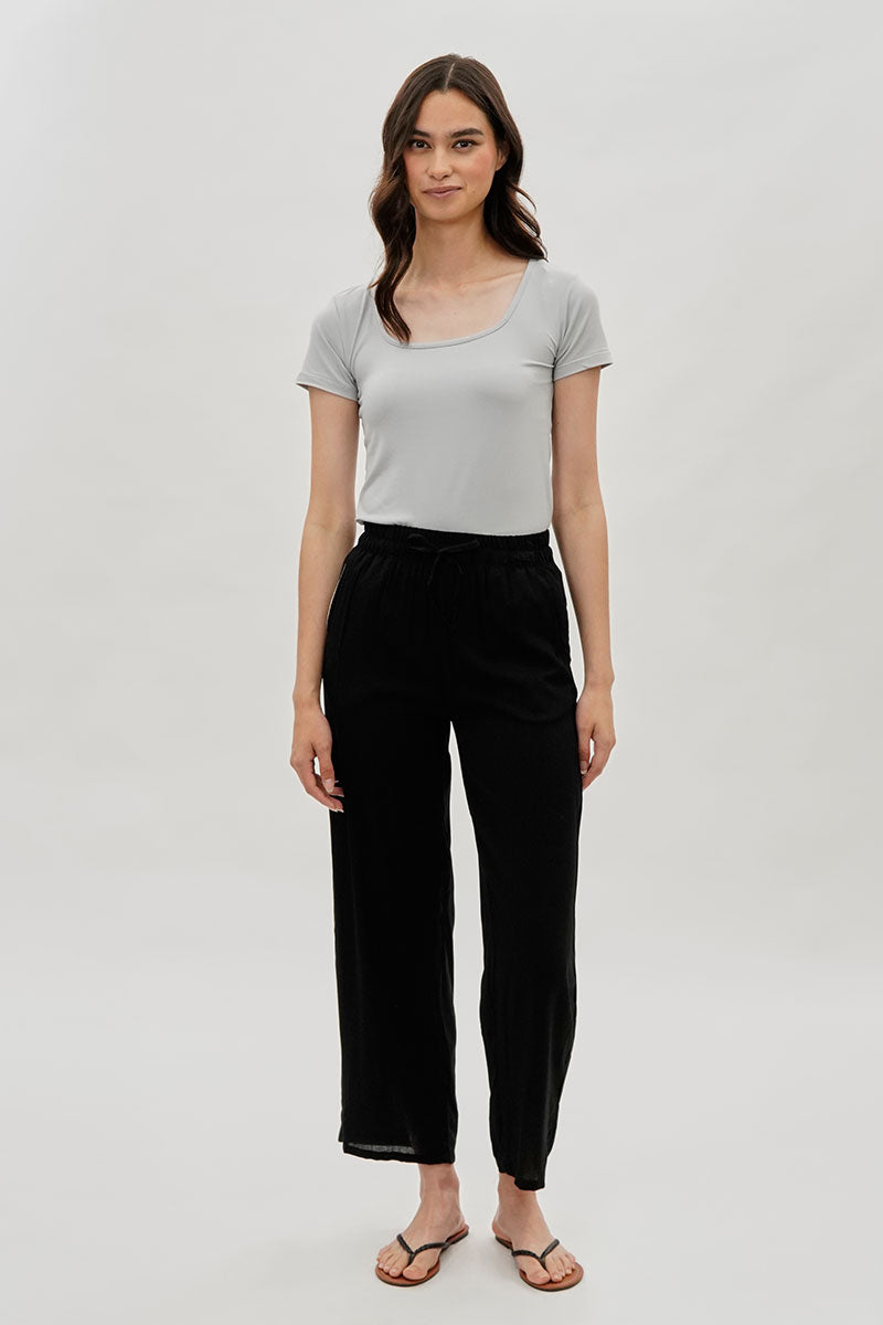 International INC Company Tie Waist Wide Leg Pants - Black - Womens Pants - Fairweather