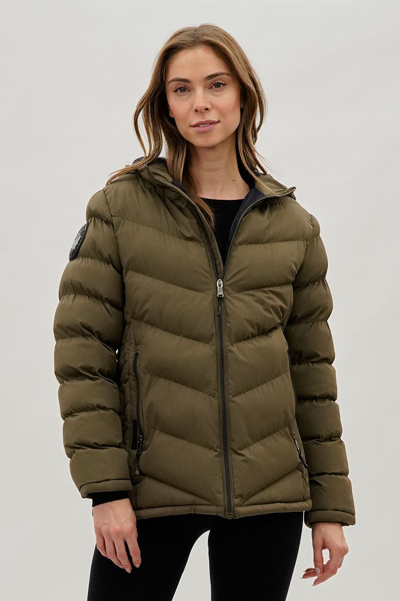 Blouson aviateur matelassé à chevrons Canada Weather Gear – Olive
