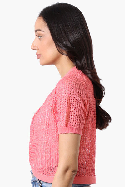 Beechers Brook Open Crochet Shrug Cardigan - Pink - Womens Cardigans - Fairweather