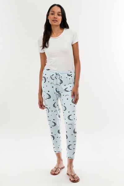 Canada Weather Gear Moon Print Tie Waist Pajama Pants - Blue - Womens Pajamas - Fairweather