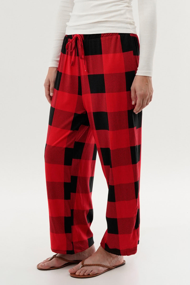 Canada Weather Gear Plaid Wide Leg Pajama Pants - Red - Womens Pajamas - Fairweather