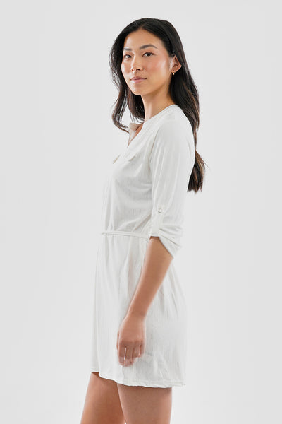 International INC Company Patterned Tie Waist Half Zip Day Dress - White - Womens Day Dresses - Fairweather