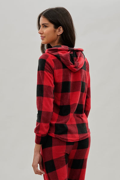 Canada Weather Gear Plaid Hooded Pajama Top - Red - Womens Pajamas - Fairweather