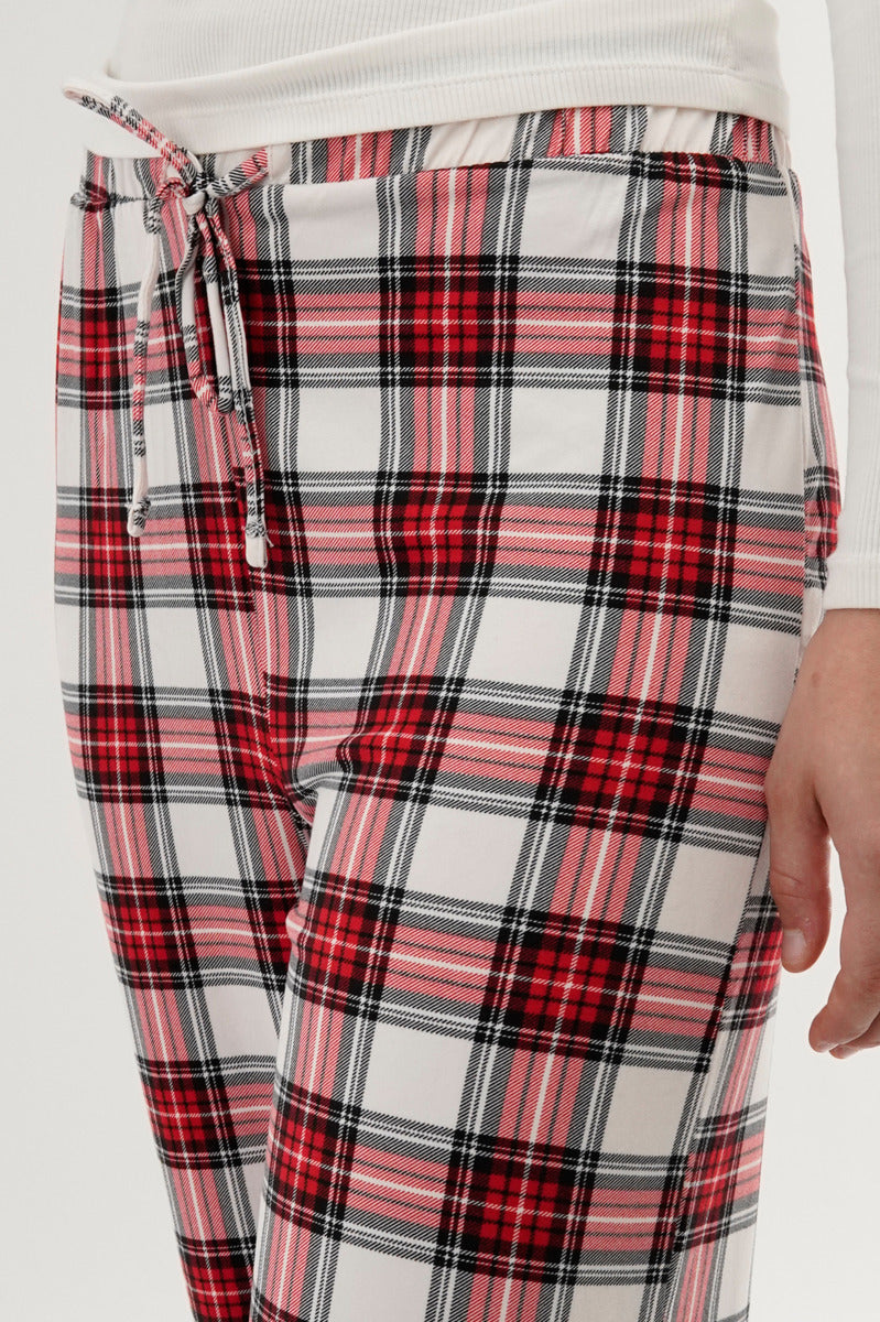 Canada Weather Gear Plaid Wide Leg Pajama Pants - White - Womens Pajamas - Fairweather