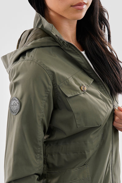 Canada Weather Gear Coated Microfibre Zip Up Lightweight Jacket - Olive - Womens Lightweight Jackets - Fairweather