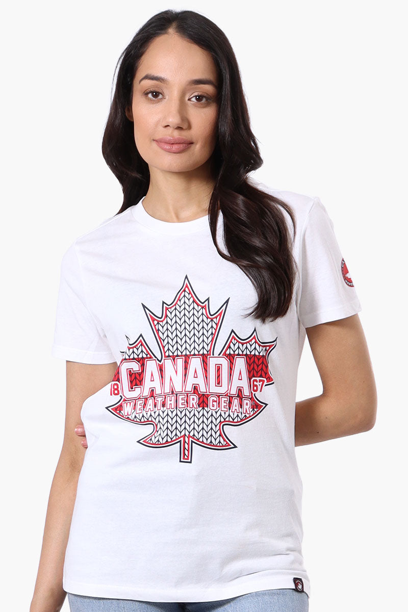 Canada Weather Gear Maple Leaf Print Tee - White - Womens Tees & Tank Tops - Fairweather