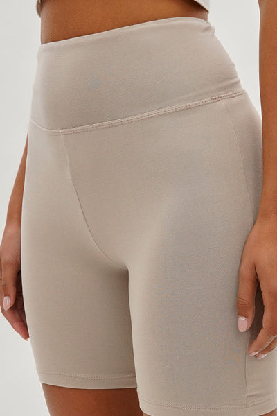 Mikk High-Waisted Biker Shorts - Beige - Womens Shorts & Capris - Fairweather