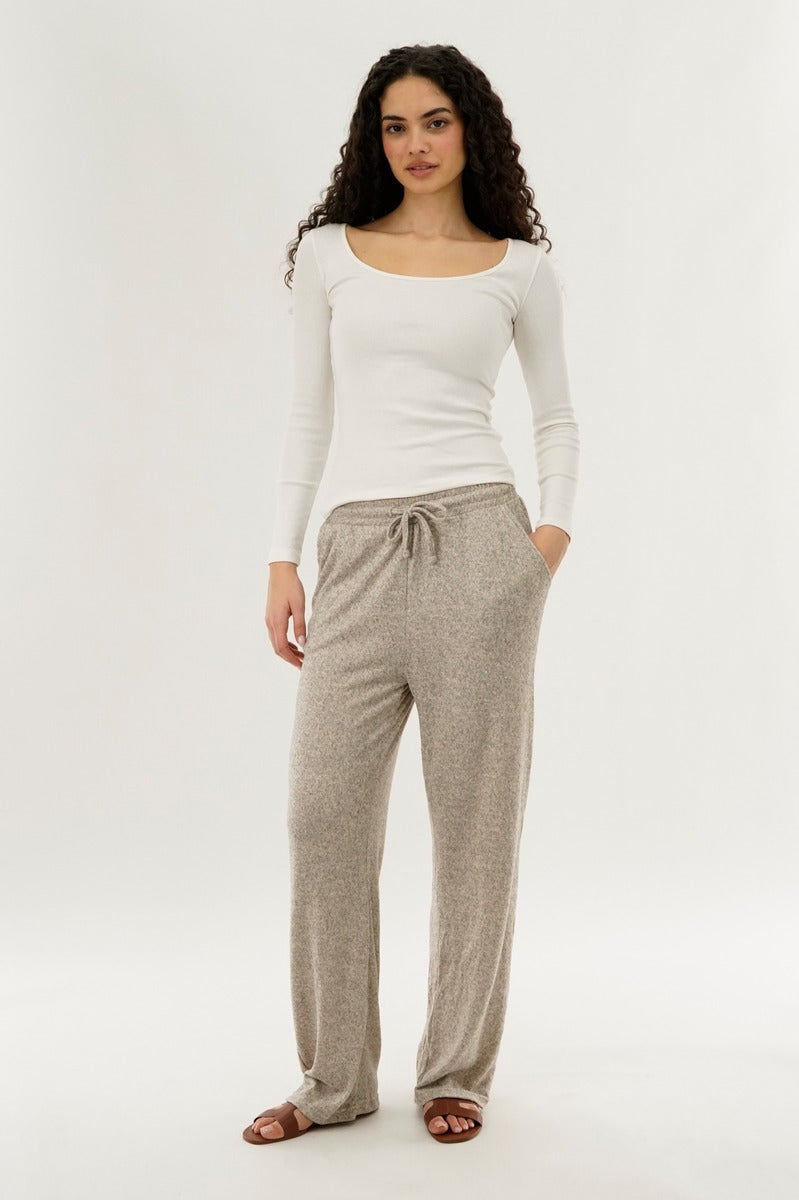 International INC Company Wide Leg Knit Sweatpants - Beige - Womens Joggers & Sweatpants - Fairweather