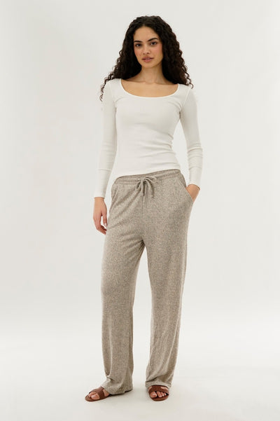 International INC Company Wide Leg Knit Sweatpants - Beige - Womens Joggers & Sweatpants - Fairweather