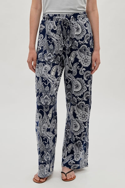 International INC Company Paisley Print Wide Leg Pants - Navy - Womens Pants - Fairweather