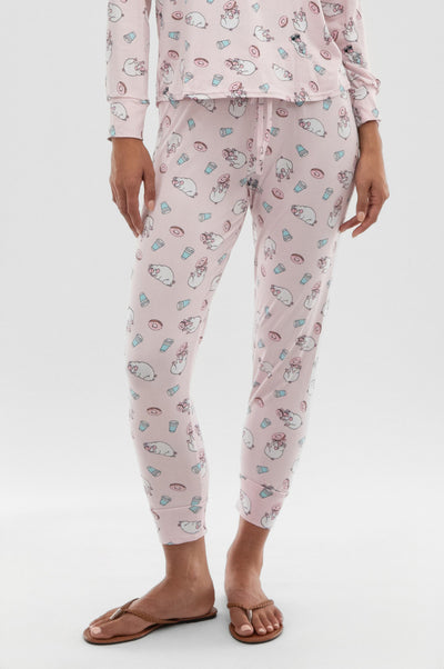 Canada Weather Gear Dog Print Tie Waist Pajama Pants - Blush - Womens Pajamas - Fairweather
