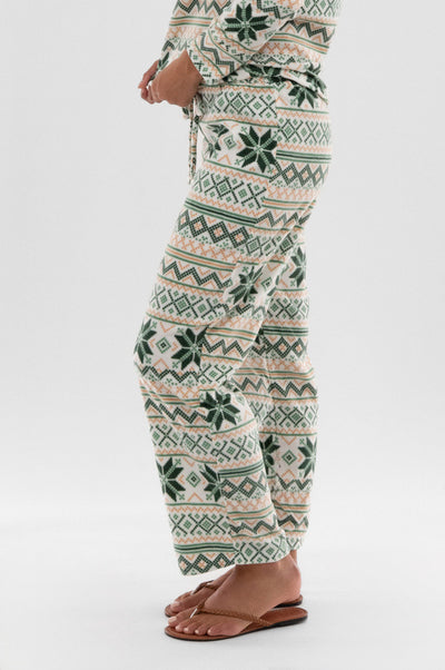 Canada Weather Gear Festive Print Wide Leg Pajama Pants - White - Womens Pajamas - Fairweather