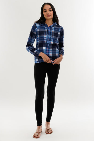 Canada Weather Gear Plaid Hooded Pajama Top - Navy - Womens Pajamas - Fairweather