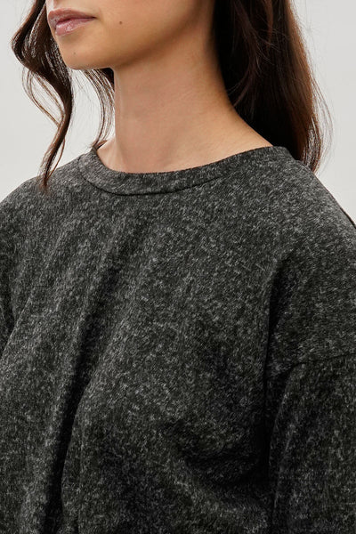 Fahrenheit Front Twist Drop Shoulder Long Sleeve Top - Black - Womens Long Sleeve Tops - Fairweather