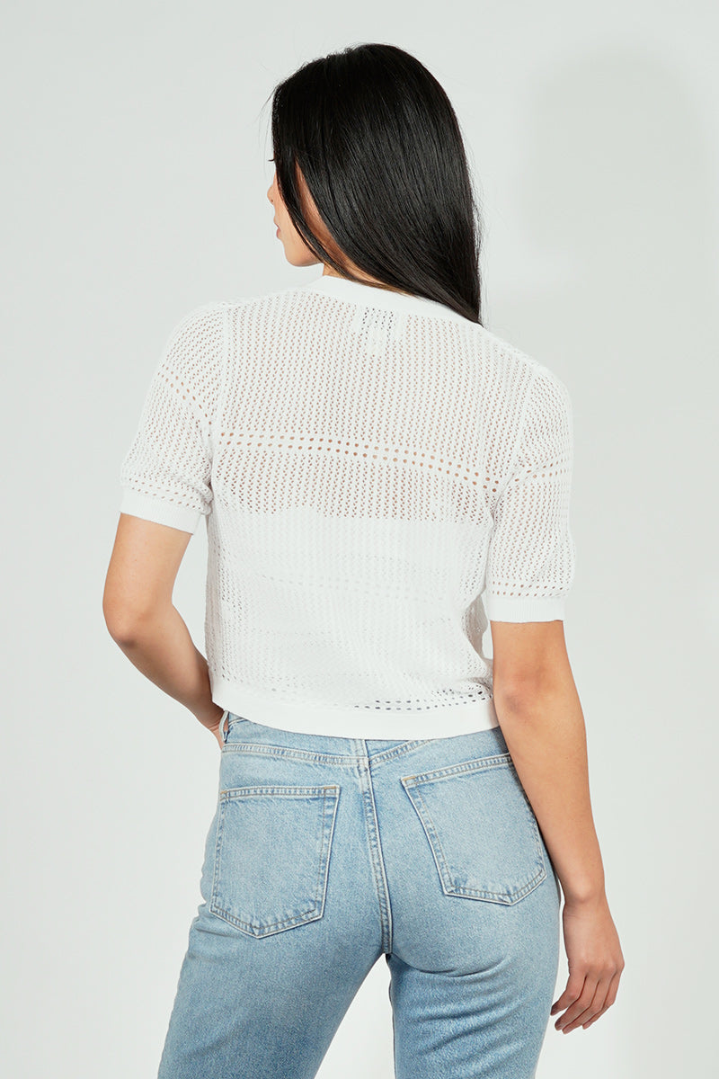Beechers Brook Open Crochet Shrug Cardigan - White - Womens Cardigans - Fairweather