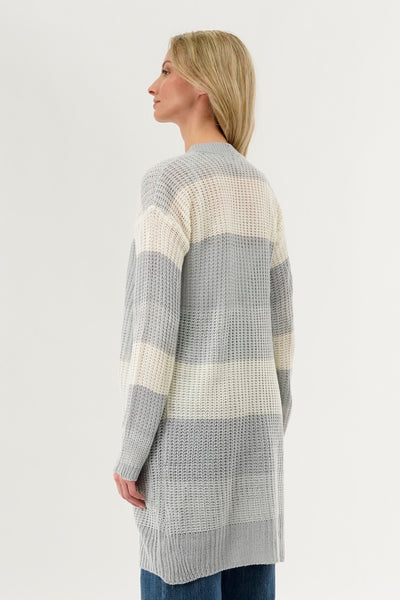 Stylexchange Striped Knit Cardigan - Grey - Womens Cardigans - Fairweather