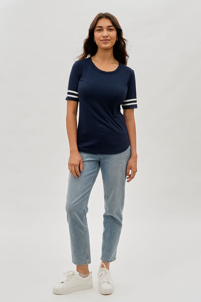 Stylexchange Vintage Striped Varsity Tee - Navy - Womens Tees & Tank Tops - Fairweather