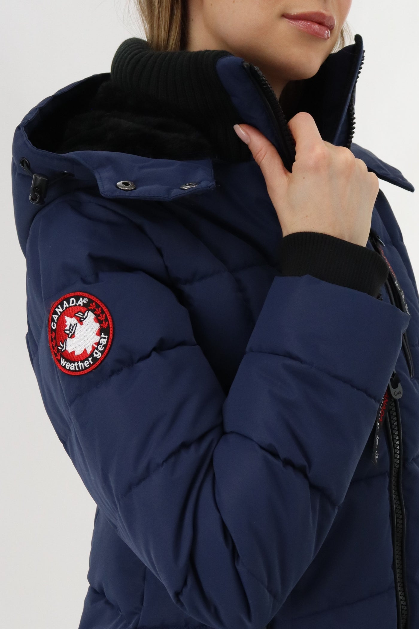 Canada Weather Gear Knit Collar Quilted Puffer Parka - Navy - Womens Parka Jackets - Fairweather