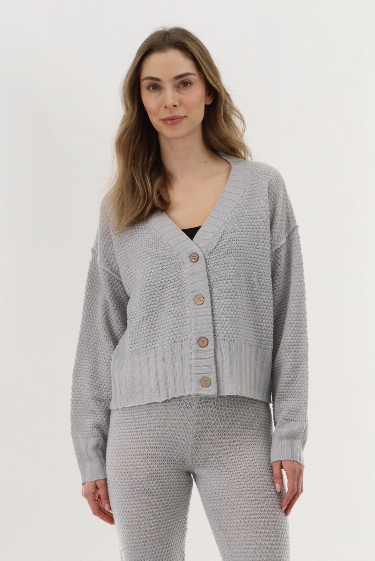 Runaway Bay V-Neck Knit Cardigan - Grey - Womens Cardigans - Fairweather