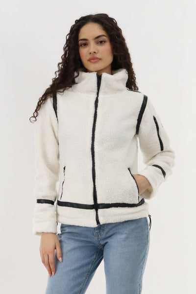 Canada Weather Gear Sherpa Contrast Lightweight Jacket - White - Womens Lightweight Jackets - Fairweather
