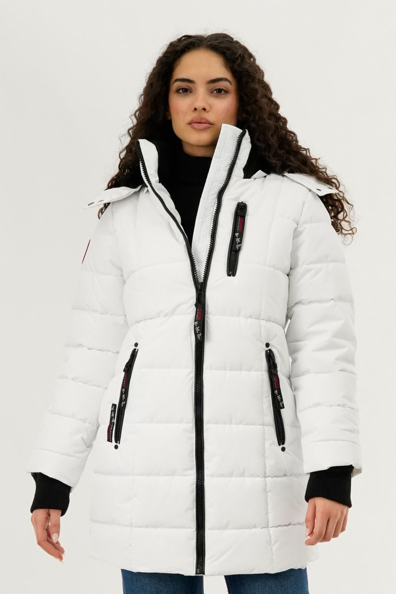Canada Weather Gear Square Quilted Parka Jacket - White - Womens Parka Jackets - Fairweather