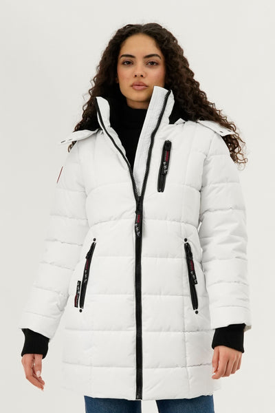 Canada Weather Gear Square Quilted Parka Jacket - White - Womens Parka Jackets - Fairweather