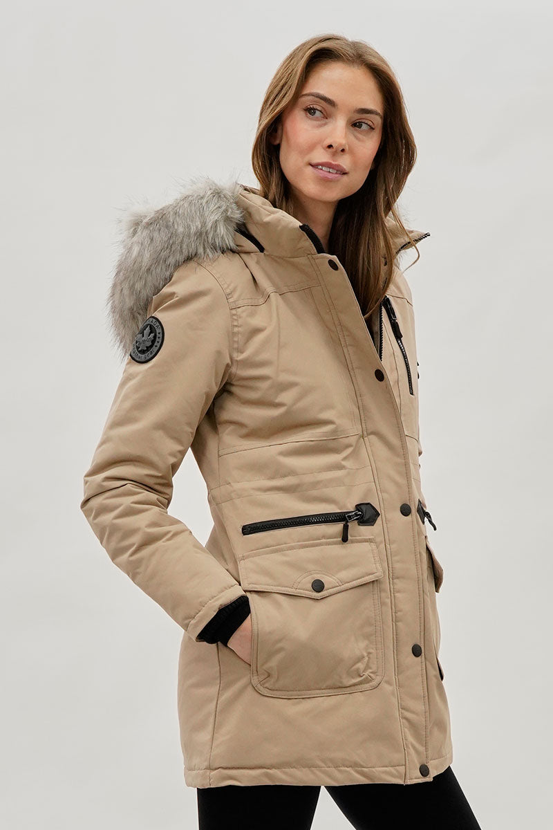 Parka doublée en fausse fourrure Canada Weather Gear – Beige