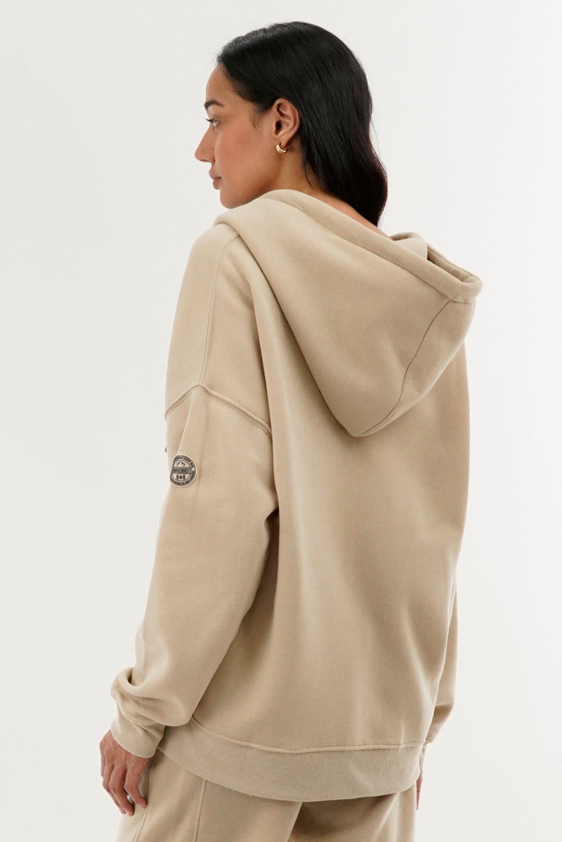 Fahrenheit Zip Up Drop Shoulder Hoodie - Cream - Womens Hoodies & Sweatshirts - Fairweather
