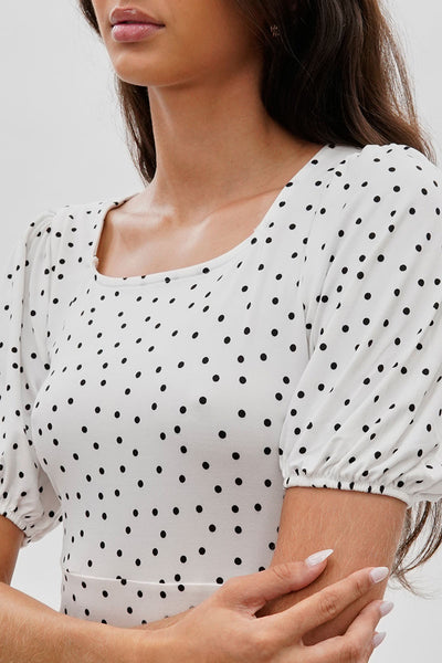 Costa Blanca Polka Dot Print Square Neck Day Dress - White - Womens Day Dresses - Fairweather