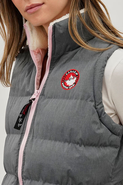 Gilet matelassé Canada Weather Gear à col doublé polaire – Gris