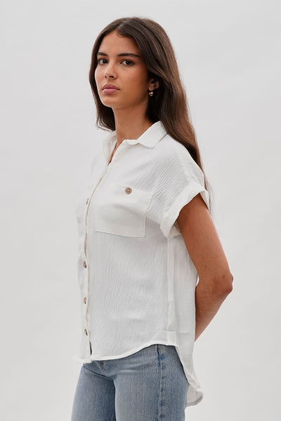 Stylexchange Vintage Short Sleeve Button Down Shirt - White - Womens Shirts & Blouses - Fairweather
