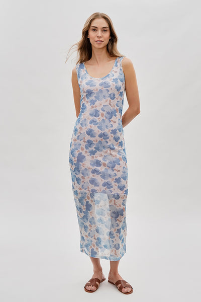 Stylexchange Floral Sheer Lined Maxi Dress - Blue - Womens Maxi Dresses - Fairweather