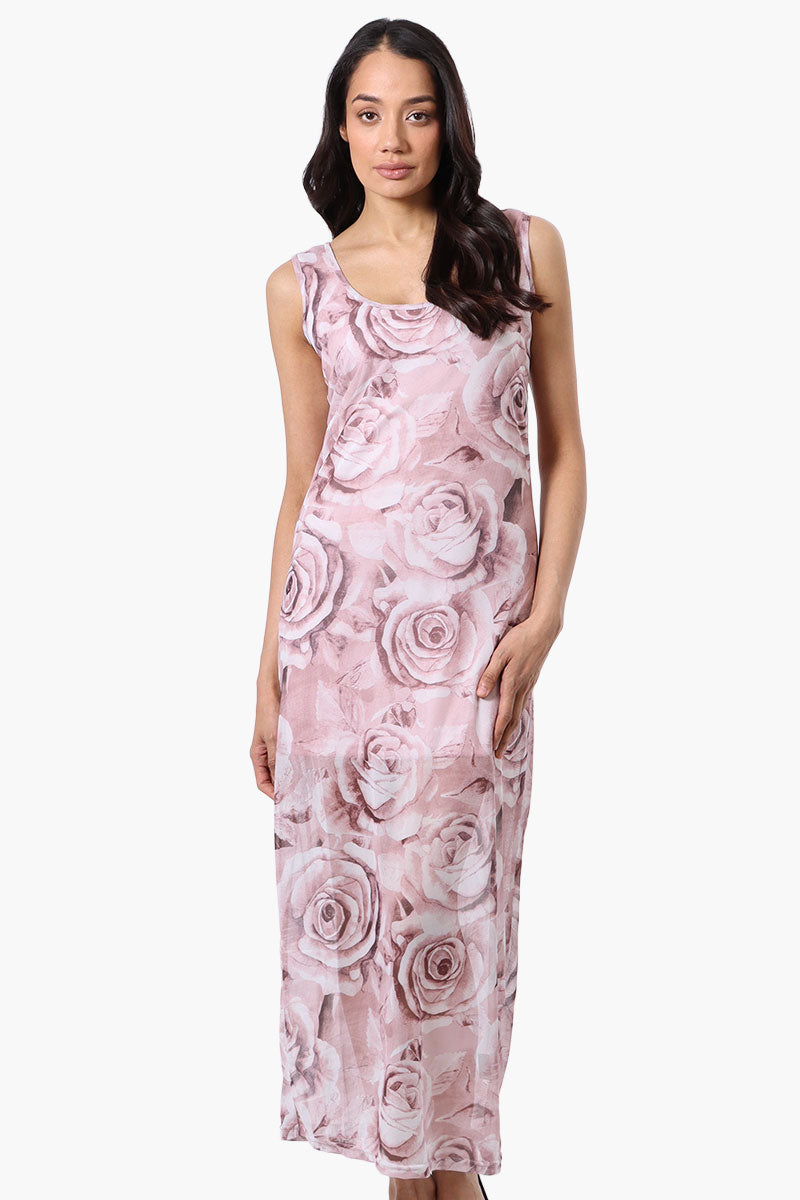 Stylexchange Floral Sheer Maxi Dress - Pink - Womens Maxi Dresses - Fairweather