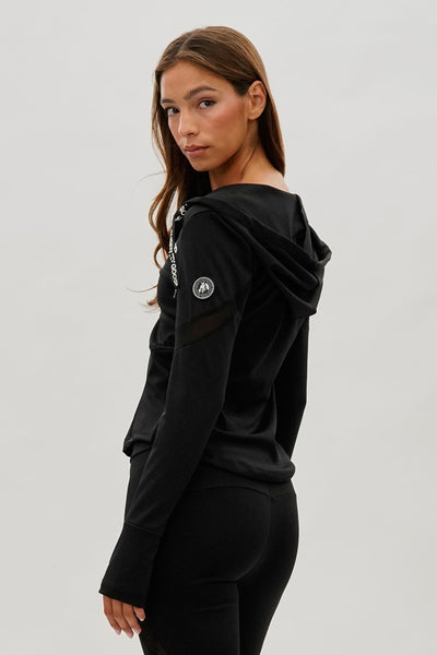 Super Triple Goose Zip Up Active Hoodie - Black - Womens Hoodies & Sweatshirts - Fairweather