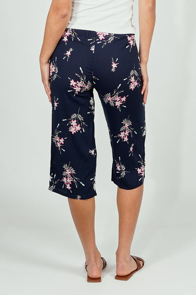 International INC Company Belted Floral Culotte Pants - Navy - Womens Pants - Fairweather