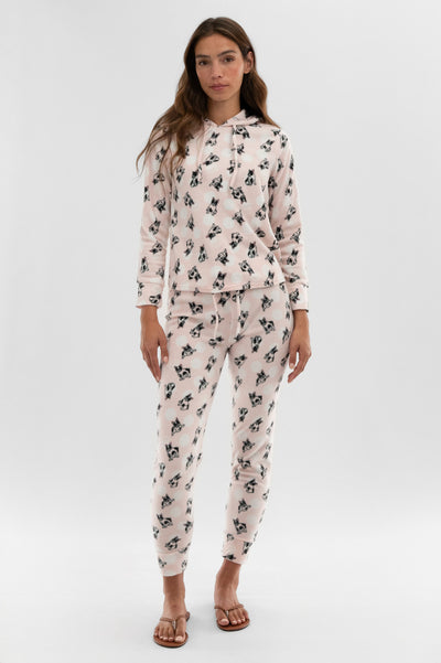 Canada Weather Gear Dog Print Hooded Pajama Top - Blush - Womens Pajamas - Fairweather