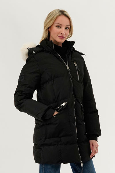 Canada Weather Gear Faux Fur Lined Hood Parka Jacket - Black - Womens Parka Jackets - Fairweather