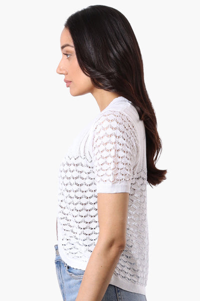Beechers Brook Open Crochet Shrug Cardigan - White - Womens Cardigans - Fairweather