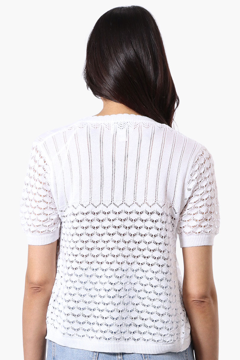 Beechers Brook Open Crochet Shrug Cardigan - White - Womens Cardigans - Fairweather