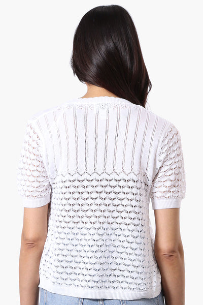 Beechers Brook Open Crochet Shrug Cardigan - White - Womens Cardigans - Fairweather